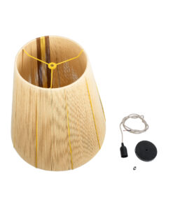 GloboStar® SALERNO 02334 Boho Κρεμαστό Φωτιστικό Οροφής Μονόφωτο 1 x E27 AC220-240V IP20 – Φ50 x Υ60cm – Μπεζ με Καφε και Κίτρινο Λεπτό Νήμα Βαμβακερό Πλέγμα