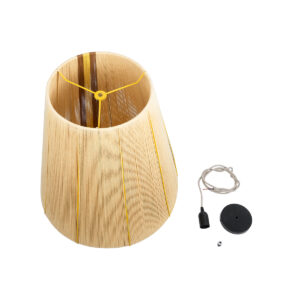 GloboStar® SALERNO 02334 Boho Κρεμαστό Φωτιστικό Οροφής Μονόφωτο 1 x E27 AC220-240V IP20 – Φ50 x Υ60cm – Μπεζ με Καφε και Κίτρινο Λεπτό Νήμα Βαμβακερό Πλέγμα