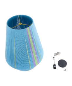 GloboStar® SALERNO 02336 Boho Κρεμαστό Φωτιστικό Οροφής Μονόφωτο 1 x E27 AC220-240V IP20 – Φ50 x Υ60cm – Γαλάζιο με Μωβ και Πράσινο με Κίτρινες Λεπτομέριες Λεπτό Νήμα Βαμβακερό Πλέγμα