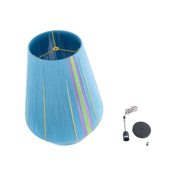 GloboStar® SALERNO 02336 Boho Κρεμαστό Φωτιστικό Οροφής Μονόφωτο 1 x E27 AC220-240V IP20 – Φ50 x Υ60cm – Γαλάζιο με Μωβ και Πράσινο με Κίτρινες Λεπτομέριες Λεπτό Νήμα Βαμβακερό Πλέγμα