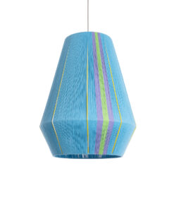 GloboStar® SALERNO 02336 Boho Κρεμαστό Φωτιστικό Οροφής Μονόφωτο 1 x E27 AC220-240V IP20 – Φ50 x Υ60cm – Γαλάζιο με Μωβ και Πράσινο με Κίτρινες Λεπτομέριες Λεπτό Νήμα Βαμβακερό Πλέγμα