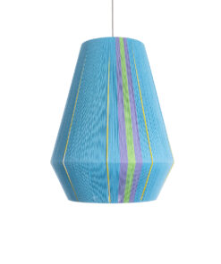 GloboStar® SALERNO 02336 Boho Κρεμαστό Φωτιστικό Οροφής Μονόφωτο 1 x E27 AC220-240V IP20 – Φ50 x Υ60cm – Γαλάζιο με Μωβ και Πράσινο με Κίτρινες Λεπτομέριες Λεπτό Νήμα Βαμβακερό Πλέγμα