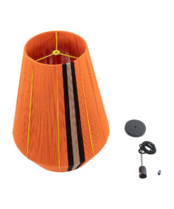 GloboStar® SALERNO 02337 Boho Κρεμαστό Φωτιστικό Οροφής Μονόφωτο 1 x E27 AC220-240V IP20 – Φ50 x Υ60cm – Πορτοκαλί με Μαύρο και Καφέ με Κίτρινες Λεπτομέριες Λεπτό Νήμα Βαμβακερό Πλέγμα