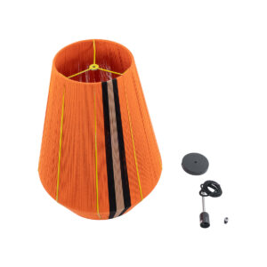 GloboStar® SALERNO 02337 Boho Κρεμαστό Φωτιστικό Οροφής Μονόφωτο 1 x E27 AC220-240V IP20 – Φ50 x Υ60cm – Πορτοκαλί με Μαύρο και Καφέ με Κίτρινες Λεπτομέριες Λεπτό Νήμα Βαμβακερό Πλέγμα