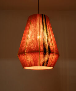 GloboStar® SALERNO 02337 Boho Κρεμαστό Φωτιστικό Οροφής Μονόφωτο 1 x E27 AC220-240V IP20 – Φ50 x Υ60cm – Πορτοκαλί με Μαύρο και Καφέ με Κίτρινες Λεπτομέριες Λεπτό Νήμα Βαμβακερό Πλέγμα