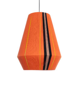 GloboStar® SALERNO 02337 Boho Κρεμαστό Φωτιστικό Οροφής Μονόφωτο 1 x E27 AC220-240V IP20 – Φ50 x Υ60cm – Πορτοκαλί με Μαύρο και Καφέ με Κίτρινες Λεπτομέριες Λεπτό Νήμα Βαμβακερό Πλέγμα