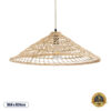 GloboStar® KAIA 02346 Boho Κρεμαστό Φωτιστικό Οροφής Μονόφωτο 1 x E27 AC220-240V IP20 – Φ60 x Υ20cm – Μπεζ Ξύλινο Μπαμπού Πλέγμα Καμπάνα – 5 Χρόνια Εγγύηση