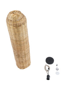 GloboStar® WAIKIKI 02349 Boho Κρεμαστό Φωτιστικό Οροφής Μονόφωτο 1 x E27 AC220-240V IP20 – Φ20 x Υ80cm – Μπεζ Ξύλινο Μπαμπού Καμπάνα