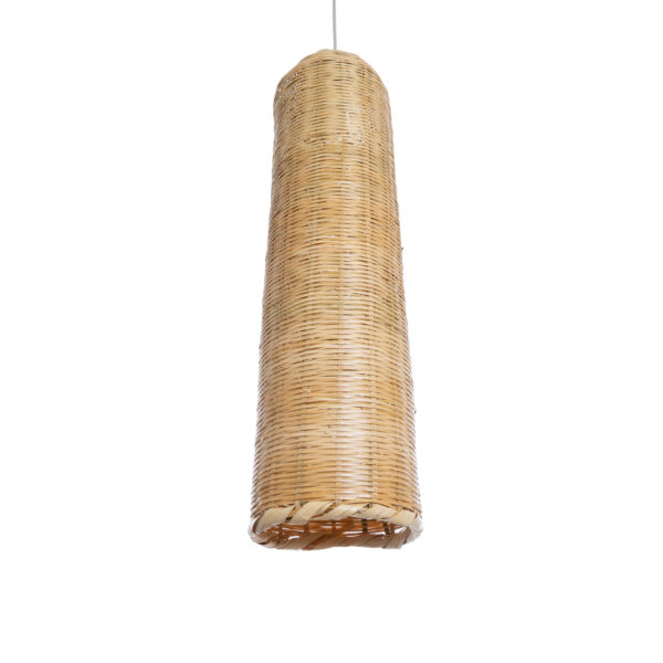 GloboStar® WAIKIKI 02349 Boho Κρεμαστό Φωτιστικό Οροφής Μονόφωτο 1 x E27 AC220-240V IP20 – Φ20 x Υ80cm – Μπεζ Ξύλινο Μπαμπού Καμπάνα