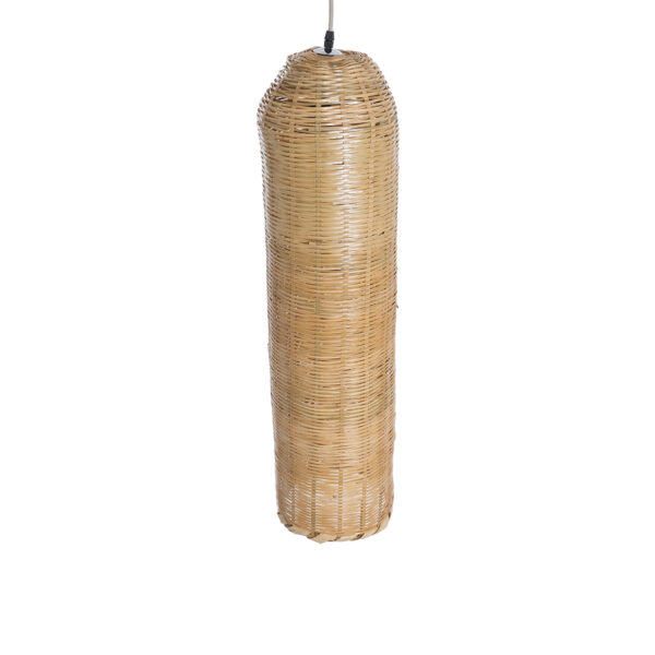 GloboStar® WAIKIKI 02349 Boho Κρεμαστό Φωτιστικό Οροφής Μονόφωτο 1 x E27 AC220-240V IP20 – Φ20 x Υ80cm – Μπεζ Ξύλινο Μπαμπού Καμπάνα