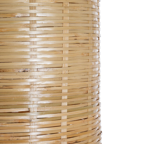GloboStar® WAIKIKI 02349 Boho Κρεμαστό Φωτιστικό Οροφής Μονόφωτο 1 x E27 AC220-240V IP20 – Φ20 x Υ80cm – Μπεζ Ξύλινο Μπαμπού Καμπάνα