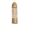 GloboStar® WAIKIKI 02350 Boho Κρεμαστό Φωτιστικό Οροφής Μονόφωτο 1 x E27 AC220-240V IP20 – Φ20 x Υ80cm – Μπεζ Ξύλινο Μπαμπού Πλέγμα Καμπάνα