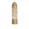 GloboStar® WAIKIKI 02350 Boho Κρεμαστό Φωτιστικό Οροφής Μονόφωτο 1 x E27 AC220-240V IP20 – Φ20 x Υ80cm – Μπεζ Ξύλινο Μπαμπού Πλέγμα Καμπάνα