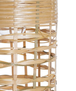 GloboStar® WAIKIKI 02350 Boho Κρεμαστό Φωτιστικό Οροφής Μονόφωτο 1 x E27 AC220-240V IP20 – Φ20 x Υ80cm – Μπεζ Ξύλινο Μπαμπού Πλέγμα Καμπάνα