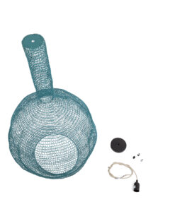 GloboStar® KENTUCKY 02355 Vintage Κρεμαστό Φωτιστικό Οροφής Μονόφωτο 1 x E27 AC220-240V IP20 – Φ60 x Υ90cm – Πράσινο Μεταλλικό Πλέγμα