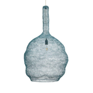 GloboStar® KENTUCKY 02355 Vintage Κρεμαστό Φωτιστικό Οροφής Μονόφωτο 1 x E27 AC220-240V IP20 – Φ60 x Υ90cm – Πράσινο Μεταλλικό Πλέγμα