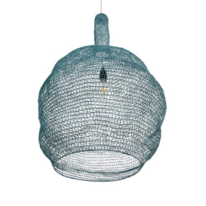 GloboStar® KENTUCKY 02355 Vintage Κρεμαστό Φωτιστικό Οροφής Μονόφωτο 1 x E27 AC220-240V IP20 – Φ60 x Υ90cm – Πράσινο Μεταλλικό Πλέγμα