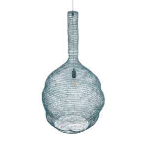 GloboStar® KENTUCKY 02355 Vintage Κρεμαστό Φωτιστικό Οροφής Μονόφωτο 1 x E27 AC220-240V IP20 – Φ60 x Υ90cm – Πράσινο Μεταλλικό Πλέγμα