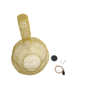 GloboStar® KENTUCKY 02357 Vintage Κρεμαστό Φωτιστικό Οροφής Μονόφωτο 1 x E27 AC220-240V IP20 – Φ60 x Υ90cm – Χρυσό Μεταλλικό Πλέγμα