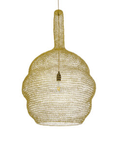 GloboStar® KENTUCKY 02357 Vintage Κρεμαστό Φωτιστικό Οροφής Μονόφωτο 1 x E27 AC220-240V IP20 – Φ60 x Υ90cm – Χρυσό Μεταλλικό Πλέγμα