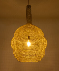 GloboStar® KENTUCKY 02357 Vintage Κρεμαστό Φωτιστικό Οροφής Μονόφωτο 1 x E27 AC220-240V IP20 – Φ60 x Υ90cm – Χρυσό Μεταλλικό Πλέγμα