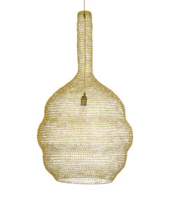 GloboStar® KENTUCKY 02357 Vintage Κρεμαστό Φωτιστικό Οροφής Μονόφωτο 1 x E27 AC220-240V IP20 – Φ60 x Υ90cm – Χρυσό Μεταλλικό Πλέγμα