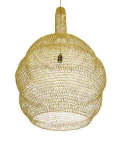 GloboStar® KENTUCKY 02357 Vintage Κρεμαστό Φωτιστικό Οροφής Μονόφωτο 1 x E27 AC220-240V IP20 – Φ60 x Υ90cm – Χρυσό Μεταλλικό Πλέγμα