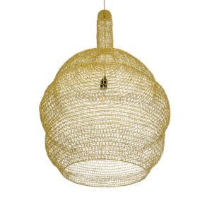 GloboStar® KENTUCKY 02357 Vintage Κρεμαστό Φωτιστικό Οροφής Μονόφωτο 1 x E27 AC220-240V IP20 – Φ60 x Υ90cm – Χρυσό Μεταλλικό Πλέγμα