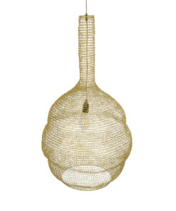 GloboStar® KENTUCKY 02357 Vintage Κρεμαστό Φωτιστικό Οροφής Μονόφωτο 1 x E27 AC220-240V IP20 – Φ60 x Υ90cm – Χρυσό Μεταλλικό Πλέγμα