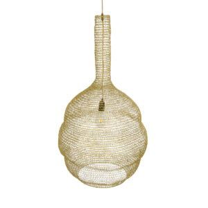 GloboStar® KENTUCKY 02357 Vintage Κρεμαστό Φωτιστικό Οροφής Μονόφωτο 1 x E27 AC220-240V IP20 – Φ60 x Υ90cm – Χρυσό Μεταλλικό Πλέγμα