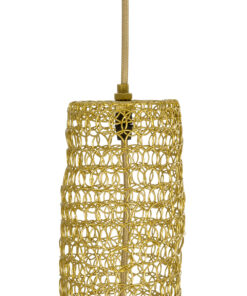 GloboStar® KENTUCKY 02357 Vintage Κρεμαστό Φωτιστικό Οροφής Μονόφωτο 1 x E27 AC220-240V IP20 – Φ60 x Υ90cm – Χρυσό Μεταλλικό Πλέγμα