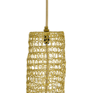 GloboStar® KENTUCKY 02357 Vintage Κρεμαστό Φωτιστικό Οροφής Μονόφωτο 1 x E27 AC220-240V IP20 – Φ60 x Υ90cm – Χρυσό Μεταλλικό Πλέγμα