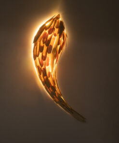 GloboStar® GOURAMI 02358 Boho Φωτιστικό Τοίχου – Απλίκα Μονόφωτο 1 x E27 AC220-240V IP20 – Μ64 x Π21 x Υ16cm – Μπεζ Λεπτό Φύλλο Ξύλου Πλέγμα