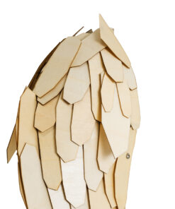 GloboStar® GOURAMI 02358 Boho Φωτιστικό Τοίχου – Απλίκα Μονόφωτο 1 x E27 AC220-240V IP20 – Μ64 x Π21 x Υ16cm – Μπεζ Λεπτό Φύλλο Ξύλου Πλέγμα