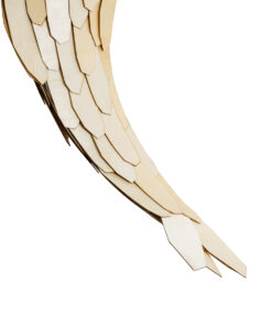 GloboStar® GOURAMI 02358 Boho Φωτιστικό Τοίχου – Απλίκα Μονόφωτο 1 x E27 AC220-240V IP20 – Μ64 x Π21 x Υ16cm – Μπεζ Λεπτό Φύλλο Ξύλου Πλέγμα