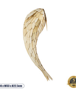 GloboStar® GOURAMI 02359 Boho Φωτιστικό Τοίχου – Απλίκα Μονόφωτο 1 x E27 AC220-240V IP20 – Μ98 x Π33 x Υ22.5cm – Μπεζ Λεπτό Φύλλο Ξύλου Πλέγμα