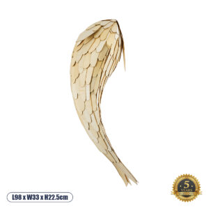 GloboStar® GOURAMI 02359 Boho Φωτιστικό Τοίχου – Απλίκα Μονόφωτο 1 x E27 AC220-240V IP20 – Μ98 x Π33 x Υ22.5cm – Μπεζ Λεπτό Φύλλο Ξύλου Πλέγμα