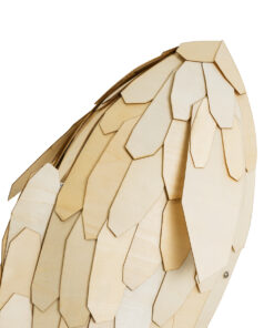 GloboStar® GOURAMI 02359 Boho Φωτιστικό Τοίχου – Απλίκα Μονόφωτο 1 x E27 AC220-240V IP20 – Μ98 x Π33 x Υ22.5cm – Μπεζ Λεπτό Φύλλο Ξύλου Πλέγμα