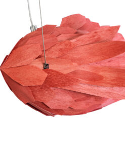 GloboStar® GOURAMI 02360 Boho Κρεμαστό Φωτιστικό Οροφής Μονόφωτο 1 x E27 AC220-240V IP20 – Μ70 x Π40 x Υ27cm – Κόκκινο Λεπτό Φύλλο Ξύλου Πλέγμα