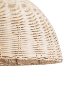 GloboStar® MONTANA 02378 Boho Κρεμαστό Φωτιστικό Οροφής Μονόφωτο 1 x E27 AC220-240V IP20 – Φ50 x Υ25cm – Μπεζ Μπαμπού Πλέγμα Καμπάνα – 5 Χρόνια Εγγύηση