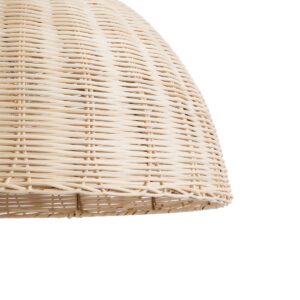 GloboStar® MONTANA 02378 Boho Κρεμαστό Φωτιστικό Οροφής Μονόφωτο 1 x E27 AC220-240V IP20 – Φ50 x Υ25cm – Μπεζ Μπαμπού Πλέγμα Καμπάνα – 5 Χρόνια Εγγύηση