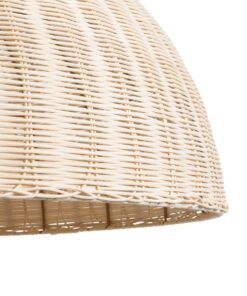 GloboStar® MONTANA 02379 Boho Κρεμαστό Φωτιστικό Οροφής Μονόφωτο 1 x E27 AC220-240V IP20 – Φ80 x Υ40cm – Μπεζ Μπαμπού Πλέγμα Καμπάνα – 5 Χρόνια Εγγύηση