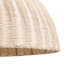 GloboStar® MONTANA 02379 Boho Κρεμαστό Φωτιστικό Οροφής Μονόφωτο 1 x E27 AC220-240V IP20 – Φ80 x Υ40cm – Μπεζ Μπαμπού Πλέγμα Καμπάνα – 5 Χρόνια Εγγύηση