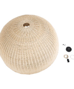 GloboStar® MONTANA 02380 Boho Κρεμαστό Φωτιστικό Οροφής Μονόφωτο 1 x E27 AC220-240V IP20 – Φ120 x Υ60cm – Μπεζ Μπαμπού Πλέγμα Καμπάνα