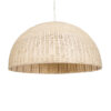 GloboStar® MONTANA 02380 Boho Κρεμαστό Φωτιστικό Οροφής Μονόφωτο 1 x E27 AC220-240V IP20 – Φ120 x Υ60cm – Μπεζ Μπαμπού Πλέγμα Καμπάνα