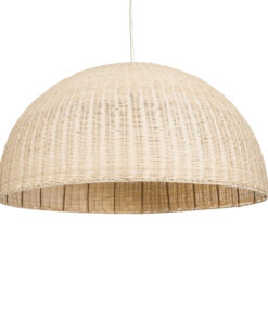 GloboStar® MONTANA 02380 Boho Κρεμαστό Φωτιστικό Οροφής Μονόφωτο 1 x E27 AC220-240V IP20 – Φ120 x Υ60cm – Μπεζ Μπαμπού Πλέγμα Καμπάνα