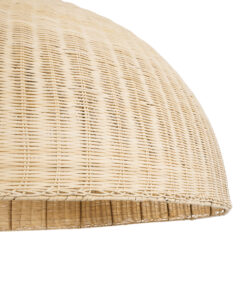 GloboStar® MONTANA 02380 Boho Κρεμαστό Φωτιστικό Οροφής Μονόφωτο 1 x E27 AC220-240V IP20 – Φ120 x Υ60cm – Μπεζ Μπαμπού Πλέγμα Καμπάνα