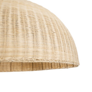 GloboStar® MONTANA 02380 Boho Κρεμαστό Φωτιστικό Οροφής Μονόφωτο 1 x E27 AC220-240V IP20 – Φ120 x Υ60cm – Μπεζ Μπαμπού Πλέγμα Καμπάνα