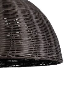 GloboStar® MONTANA 02381 Boho Κρεμαστό Φωτιστικό Οροφής Μονόφωτο 1 x E27 AC220-240V IP20 – Φ50 x Υ25cm – Σκούρο Καφέ Μπαμπού Πλέγμα Καμπάνα – 5 Χρόνια Εγγύηση