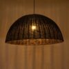 GloboStar® MONTANA 02382 Boho Κρεμαστό Φωτιστικό Οροφής Μονόφωτο 1 x E27 AC220-240V IP20 – Φ80 x Υ40cm – Σκούρο Καφέ Μπαμπού Πλέγμα Καμπάνα – 5 Χρόνια Εγγύηση